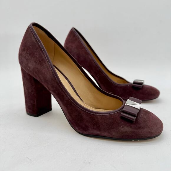 Michael Michael Kors Caroline Purple Suede Block Heel Pumps Women’s Size 7 - Picture 2 of 8